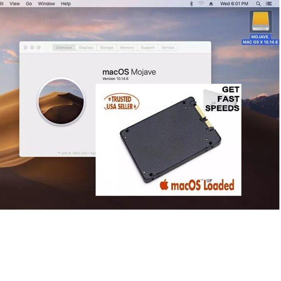 Mac OS Mojave 10.14.6 Preinstalled 256GB 2.5" SSD | For MacBook, iMac, Mac Pro - Picture 6 of 6